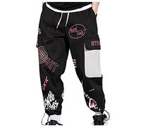 Briskorry Herren Techwear Hosen Hip Hop Jogger Cargo Pants Baggy Streetwear Punk Hose mit Taschen Tapered Hosen Schnalle Riemen Sweatpants