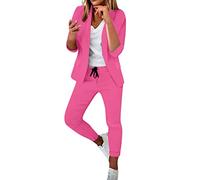 Briskorry Hosenanzüge Damen Festlich Elegant Anzug Set 2-teilig Karo Kariert Blazer Hose mit Kordelzug Zweiteiler Slimfit Festlich Sportlich Hosenanzug Streetwear