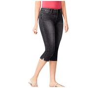 Briskorry Hüftjeans Damen Stretch 7/8 Jeans Spitzen Farbblock RöhreJeans Skinny Capri Leggings Sommer Freizeithose Damenjeans Jeanshosen 90er Streetwear Denim Hose