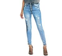 Briskorry Jeanshosen für Damen Mid Waist Zerrissene Jeans Po-Lift Skinny Röhrenjeans Frauen Stretch Denim Hose Push Up Jeanshose Risse Ripped Destroyed Jeggings