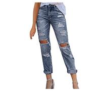 Briskorry Jeanshosen für Frauen mit Löchern Mode Skinny Fit Jeans Midwaist Damen Destroyed Casual Denim Pants Bleistift-Jeanshose Stretch Risse Ripped Jeggings Denimhosen