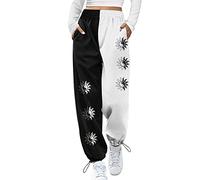 Briskorry Jogginghose Damen Sporthose mit KatzenDruck Schmetterling Druck Sweathosen Trendy Elastic Freizeithosen Kordelzug Leichte Bequeme Baggy Streetwear mit Tasche