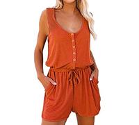 Briskorry Jumpsuit Damen Sommer Ärmellos Kurz Latzhose,Sport Overall kurz Trägerhose Kurz Overalls Einteiler Elegant Strampler Arbeitshose Modisch Romper elegant Stretch Elegante Bodysuit