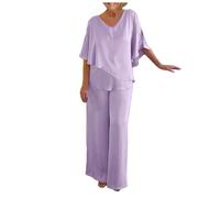 Briskorry Jumpsuit Damen Sommer Zweiteiler Hosenanzug Baggy Comfortable Jogginganzug Set Long Hosen Tracksuit Für Straßenfotografie, Strand, Party