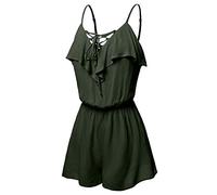 Briskorry Kurz Jumpsuit Damen Sommer Casual,Overall Latzhose Stretch Boho Strand Playsuit Sport Outfit Fitness Stretch Freizeithose Baggy Leicht Hohe Wasit Pants Stilvolle Workout Outfits