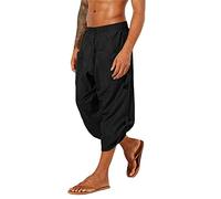Briskorry Kurze Hosen Herren Leinenhose 3/4 Shorts, Baumwolle Leinen-Shorts Lässige Männer Freizeithose Strandhose Sommer Herrenshorts Training Joggingshorts mit Tunnelzug