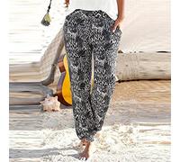 Briskorry Leinenhosen Damen Sommerhosen High Waist,Sommerhose Leicht Lang Cargo Hose Streetwear Leinen Freizeithose Bequem Sommerhosen Plissee Bequeme Bequeme Pants mit Kordelzug High Waist Hose