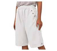 Briskorry Leinenshorts Damen Kurze Hose Leinen Bermuda Shorts High Waist Sommer Strandshorts Elastischer Taille Kurze Hosen mit Kordelzug und Tasche Weitem Bein Shorts