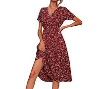 Briskorry Neckholder Maxikleider Damen Sommer Elegant Kleider Lang Ärmelloses Strandkleid Sexy Blumendruck Sommerkleid Boho Freizeitkleider Boho Cocktailkleid