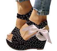 Briskorry Sandalen Damen Casual Sommer Blumen Offener Zeh Keilabsatz Plateau Keilsandalen Sandalen Strand Schuhe Frauen Mädchen Fischmaul Sandaletten Sommerschuhe Riemchensandalen