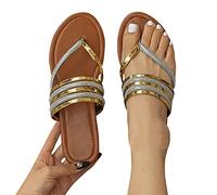 Briskorry Sandalen Damen Flach Sommer Flip Flops Flache Sandalen Sandaletten Römische Schuhe Elegante Glitzer Hausschuh Slipper Sandals Flip Flops Leicht Bequem Slippers Sommerschuhe Freizeitschuhe