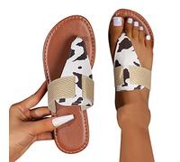 Briskorry Sandalen Damen Flach Strand Schuhe Pantoletten Sommer PU Leder Bohemia Zehentrenner Freizeit Flache Sommerschuhe Urlaub Mode Schuhe Frauen Sandalette