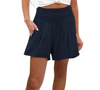 Briskorry Shorts Damen Sommer Knielang Kurze Cord Hose Einfarbig Leicht Kurz Freizeithose Teenager Mädchen Elegant Sommershorts Mit Taschen Loose Fit Bermuda Shorts mit Gürtel