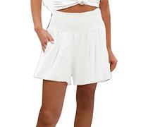 Briskorry Shorts Damen Sommer Knielang Kurze Cord Hose Einfarbig Leicht Kurz Freizeithose Teenager Mädchen Elegant Sommershorts Mit Taschen Loose Fit Bermuda Shorts mit Gürtel