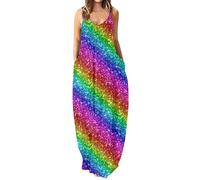 Briskorry Sommer Kleid Damen Boho Sommerkleid Elegant,Sommerkleid Lang Abendkleid Ballkleider Elegant High Waist Festlich Partykleid Damenkleider Elegant Lange Damenkleider Satin Bequem