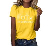 Briskorry Sommer T-Shirt Damen, Damen Oberteile Elegant, T Shirt Rundhal Kurzarm Shirts Basic Drucken Tee Tops Lässig Lockeres Sommerbluse Leicht Atmungsaktiv Sporttops Vielseitig Urlaub