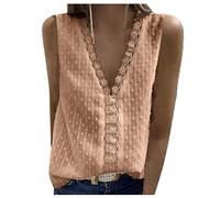 Briskorry Sommer Tank Top Damen Cami Shirt V-Ausschnitt,Sommertop Kurz Weste Damenblusen Sexy Weste Tshirt Stretch Tankshirt Oberteil Schulterfrei Kurzarmshirt Leicht Vintage