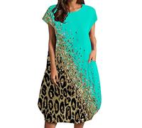 Briskorry Sommerkleid Damen Knielang Ärmellos Vintage,Strandkleid Kurz Sommer Freizeitkleid Blumendruck Tank Top Kleid Kurz Teenager Mädchen Hohe Taille Kleider Große Größen