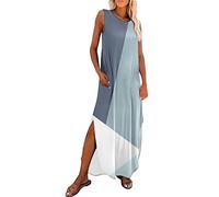 Briskorry Sommerkleid Damen Lang MaxiKleid Kurzarm Kleid,Sommerkleid Lang Festlich Kleider Hochzeitsgast Maxikleid Kurzarm V-Ausschnitt Strandkleid Midi Langes Festliche Brautjungfernkleider MäDchen