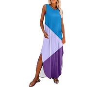 Briskorry Sommerkleid Damen Lang MaxiKleid Kurzarm Kleid,Sommerkleid Lang Festlich Kleider Hochzeitsgast Maxikleid Kurzarm V-Ausschnitt Strandkleid Midi Langes Festliche Brautjungfernkleider MäDchen
