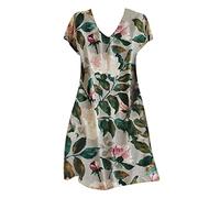 Briskorry Sommerkleid Damen Lang T-Shirt Kleid Sommer,Sommerkleid Elegant Swing Midikleid Große Größen Maxikleid Kurzarm V-Ausschnitt Flowy Partykleid mit Taschen Hochzeitskleid Elegant
