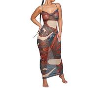 Briskorry Sommerkleid Damen Lang T-Shirt Kleid Sommer,Sommerkleid Lang Abendkleider Abschlusskleider Lang Freizeitkleid Trägerlos Spaghettiträger Lange Kleider Partykleid A-Linie Ärmellos