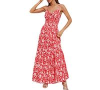 Briskorry Sommerkleid Damen Lang T-Shirt Kleid Sommer,Sommerkleid Midi Kleider Festlich Kleider Hochzeitsgast Maxikleid Abendkleider Off Shoulder Spaghetti Träger Elegant Damenkleider Satin Elegant