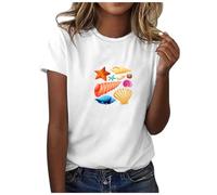 Briskorry T-Shirt Damen Elegant, Modische Oberteile Damen, Tee Shirts Rundhal Kurzärmeliges Sommershirt Druck Klassischer Tee Tops Lässig Locker Bluse Leicht Luftig Sporttop Vielseitig Sommerliche