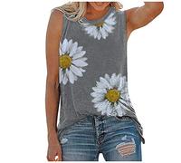 Briskorry Tank Top Damen Sexy Oberteile Sonnenblume Druck Trägershirt Tops Oversize Tanktop Elegant Einfarbig Lässig Bluse Freizeit Sporttop Streetwear T-Shirt