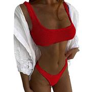 Briskorry Tankini Damen Bauchweg Zweiteilig Badeanzug,Swimsuit Push Up Bikini Set High Waist Push Up Bikinis Badeanzug Bikini Bauchweg Mode Crop Top Gerippte Farbblock Bademode Hohe Taille