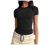 Briskorry Tshirt Damen Eng, Teenager Mädchen T-Shirt Basic Kurzarm Oberteil Y2k Fashion Top Sommer Clothes Outfit Aesthetic