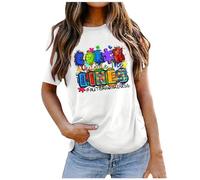 Briskorry Tshirt Damen Schwarz, Damen Sommer Oberteile, Tee Shirt Rundhals Kurzärmeliges Sommershirts Klassischer Bedrucken Tops Lässig Lose Blusen Leichte Luftige Sportshirts Versatile Urlaub