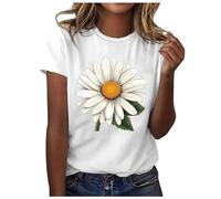 Briskorry Tshirt Damen Schwarz, Damen Sommer Oberteile, Tshirts Rundhal Kurzärmeliges Sommershirt Drucken Klassisch Tee Tops Lässiges Locker Bluse Atmungsaktiv Bequeme Sporttop Versatile Beach