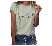 Briskorry Tshirt Damen Schwarz, Oberteile Damen Elegant, T-Shirts Rundhal Kurzärmeliges Sommershirts Drucken Klassisch Tee Tops Locker Casual Blusen Leichte Atmungsaktiv Longbluse Vielseitige Beach