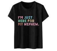 Briskorry Tshirt Damen Schwarz, Oberteile Damen Sommer Elegant, Tee Shirts Kurzarm Rundhals Shirt Klassischer Gedruckt Tops Casual Loose Blusen Bequeme Luftig Sporttop Vielseitige Urlaub