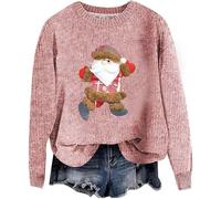 Briskorry Weihnachts Sweatshirt Damen, Sweatshirts für Damen, Weihnachts Pullover Lustig Ugly Christmas Pulli Long Sleeve Rund Ausschnitt Xmas Sweat Warmer Winter Oberteile Bluse Teenager Mädchen