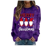 Briskorry Weihnachtspulli Damen Lustig, Sweatshirt Mädchen, Weihnachten Pulli Hässliche Lustige Christmas Jumper Longsleeve Rund Ausschnitt Xmas Sweat Winter Warm Oberteile Tops Weihnachtsmotiv