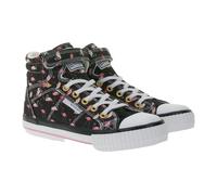 BRITISH KNIGHTS Dee Kinder Mid-Top Sneaker mit Flamingos Mädchen Schnür-Schuhe mit verstärktem Zehenbereich B49-3733C-01 Schwarz/Pink/Weiß 35
