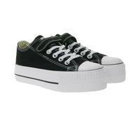 BRITISH KNIGHTS Kaya Low Kinder Low-Top Canvas-Sneaker mit verstärktem Zehenbereich und Plateau Schnür-Schuhe B49-3705C-02 Schwarz 32