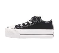 BRITISH KNIGHTS Kaya Low Kinder Low-Top Canvas-Sneaker mit verstärktem Zehenbereich und Plateau Schnür-Schuhe B49-3705C-02 Schwarz 35