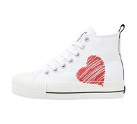 British Knights Damen Kaya MID Sneaker, Weiss Schwarz Rotes Herz, 36 EU
