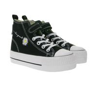 BRITISH KNIGHTS Kaya Mid Kinder Mid-Top Canvas-Sneaker mit dekorativer Blumen-Stickerei & Loveyourself-Print Schnür-Schuhe Teenager Mädchen B49-3710C-01 Schwarz 33