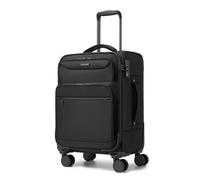 British Traveller Handgepäck Koffer Stoff für Kurzreisen, Business Reisen, Leichter 41L Weichgepäckkoffer mit Laptop-Fach, 4 Rollen Koffer Trolley mit TSA Schloss, 57.5x37x25.5 cm (Schwarz)