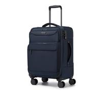 British Traveller Handgepäck Koffer Stoff für Kurzreisen, Business Reisen, Leichter 41L Weichgepäckkoffer mit Laptop-Fach, 4 Rollen Koffer Trolley mit TSA Schloss, 57.5x37x25.5 cm (Blau)