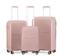 British Traveller Hartschalenkoffer Set Reisekofferset mit TSA-Schloss Handgepäck Koffer Set mit 8 Spinnerräder Rollkoffer 100% PP Koffer Trolleys Pink