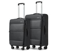 British Traveller Weichgepäck Kofferset Trolleys Stoffkoffer Handgepäck Rollkoffer I Reisetrolley Leicht Reisekoffer Set 4 Rollen & Zahlenschloss Gepäck