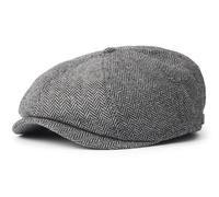 Brixton Brood Snap Cap, Newsboy Flat Cap Hat for Men or Women, Snap Bill Closure, 100% Cotton, Grey/Black, X-Large
