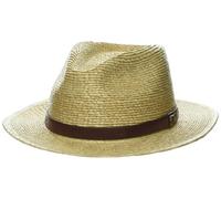Brixton Herren Messer Straw Fedora Hut, Naturfarben/Braun, SMALL