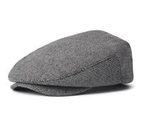 Brixton Hooligan Snap Cap, Newsboy Flat Cap Hat for Men or Women, Snap Bill Closure, 100% Cotton, Grey/Black, X-Large