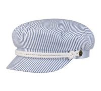 Brixton Twotone Stripes Fiddler Elbsegler Baker-Boy-Mütze Schirmmütze Ballonmütze Kapitänsmütze Damen - mit Schirm, Futter, Futter Frühling-Sommer Sommer - L (59-60 cm) blau-weiß